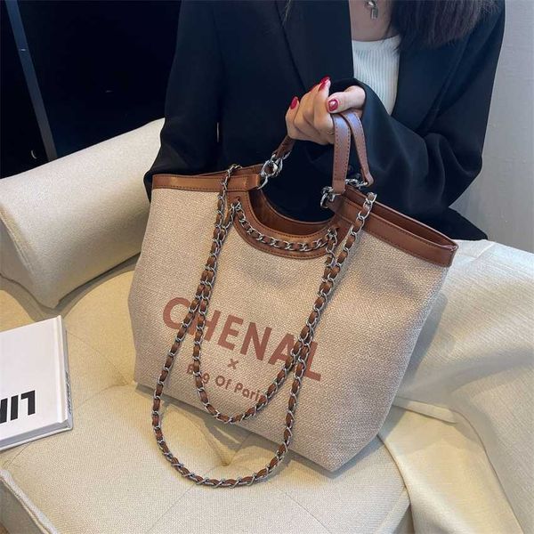 

20% off 2023 handbag large capacity women's summer new versatile canvas chain single shoulder fashion portable tote bag