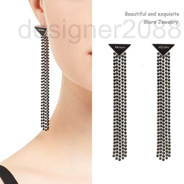 

charm designer exaggerated long luxury full diamond tassel big earrings for women's with temperament, french selling new style f3ud, Golden
