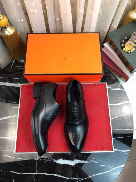 

4model designer genuine leather shoe for luxurious men oxford lace up handmade brogue black shoes office business formal shoes