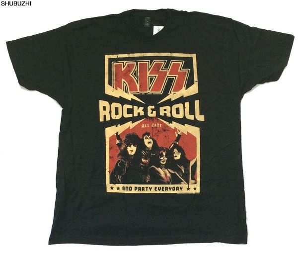 

men s t shirts kiss rock roll all nite party everyday black t shirt official band merch arrival men t shirt sbz1155 230508, White;black