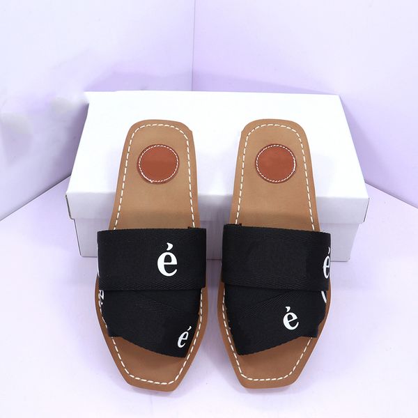 

slippers summer rubber sandals beach woody flat mule linen white black slide fashion scuffs slippers indoor canvas designer shoes 01