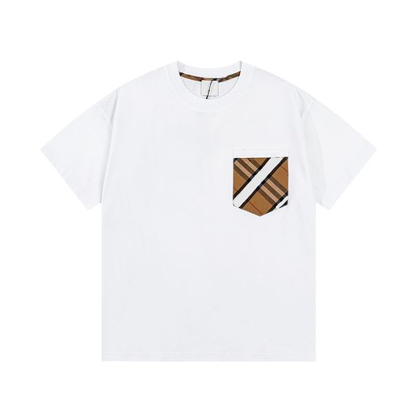 

summer cotton t-shirt designer shirts men's crewneck short sleeve stitching pattern embroidery t-shirt fashion casual sports tees burbr, White;black