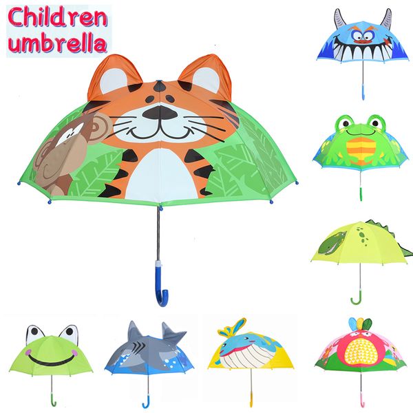 

rain gear children animal long umbrella for boys girls cartoon dinosaur umbrella baby parasol kids umbrella 230508, Red;brown