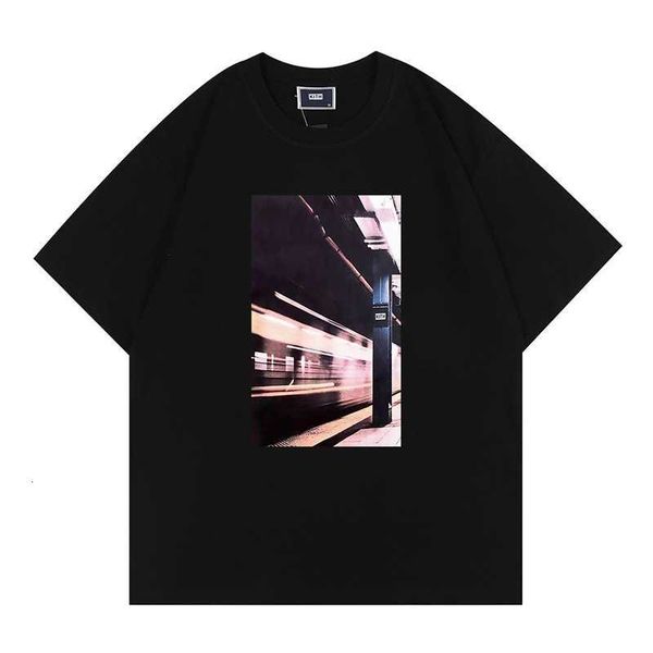 

men's t-shirt ins american fashion brand kitt express train tee men and women lovers large casual round neck cotton short sleeve, White;black