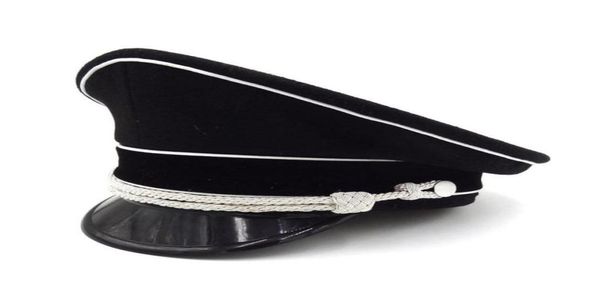 

wide brim hats wwii german luftwaffe fallshirmjager elite officer wool hat visor cap silver cord black9457344, Blue;gray