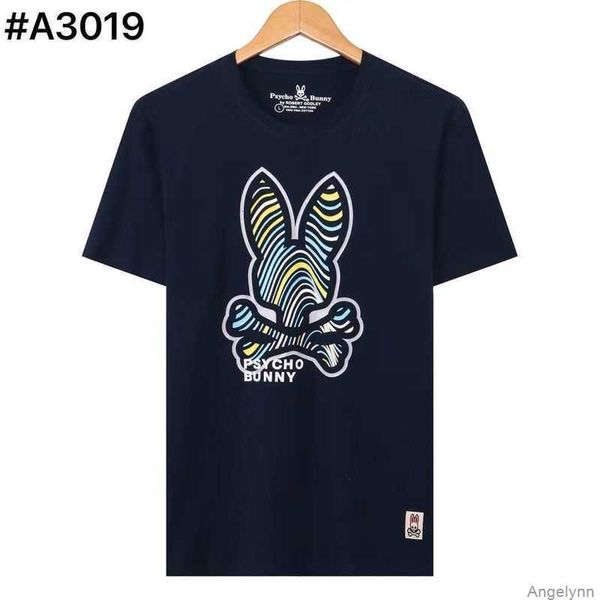 

2023 spring / summer new psycho bunny skeleton rabbit men and women's short sleeve printed pattern tide brand t-shirt pure cotton embro, White;black