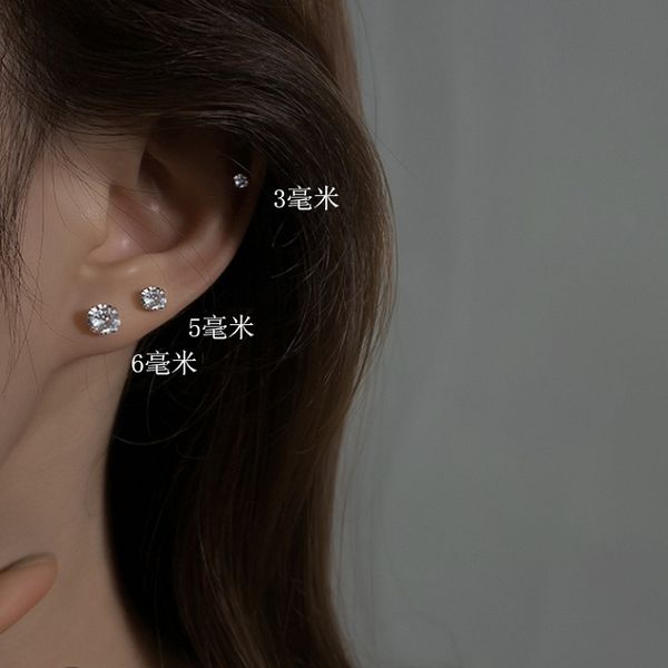 

(200pair/lot)2~5mm diameter high imitation diamond earrings inlaid diamond super shiny white stud resin material for allergy prevention wome, Golden;silver
