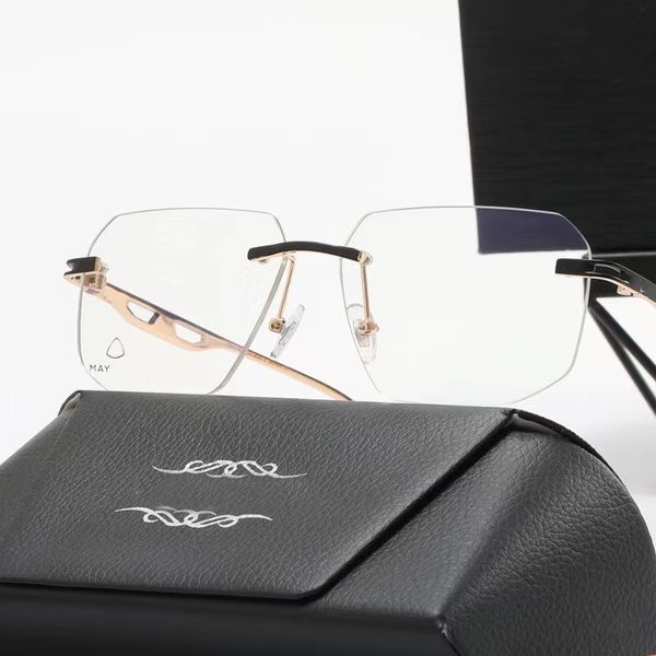 

designer sunglasses small frame cat eye sun glasses vintage men women clear lens flat mirror with box 27, White;black