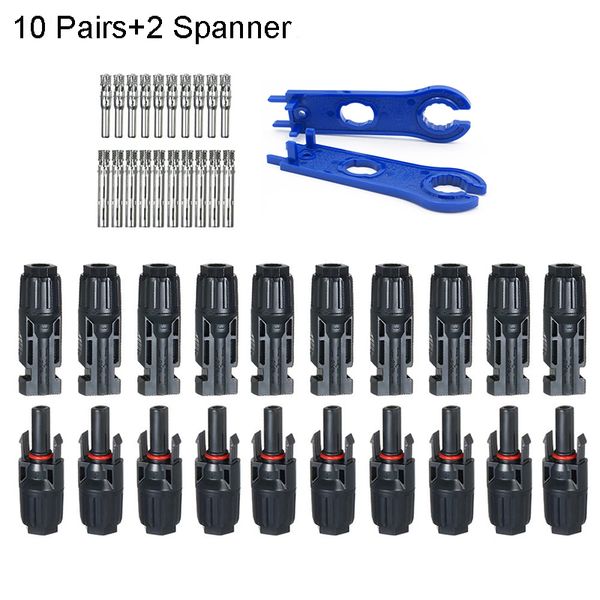 

10 pairs pvoltaic panel connector with spanner waterproof solar connector male female for solar panel cable 2.5/4/6mm2 ing