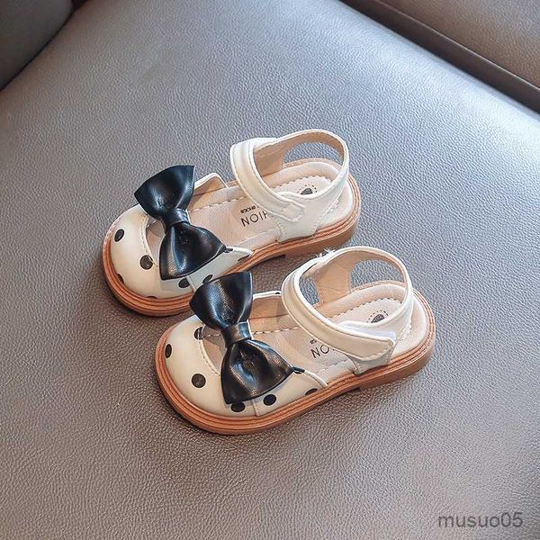 

sandals children sandals girl's princess bow sandals 2023 baby summer new non-slip beach shoes comfortable sandals, Black;red