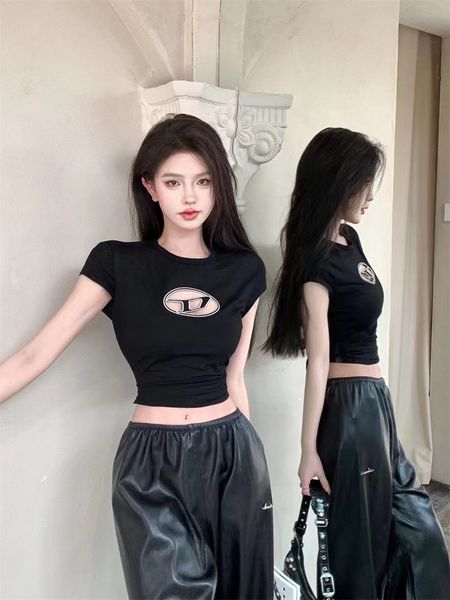 

designer women's t shirt 2023 summer new style fashion womens tanks & camis slim fit letter hollow out design crop shirts, White