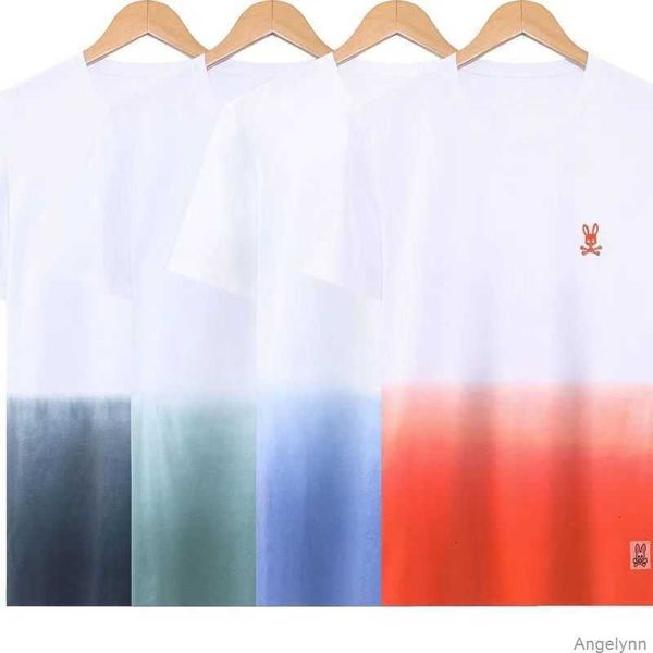 

psycho spring/summer bunny skeleton rabbit embroidery multi color gradient casual short sleeve t-shirt fashion brand pure cotton male 1x62, White;black