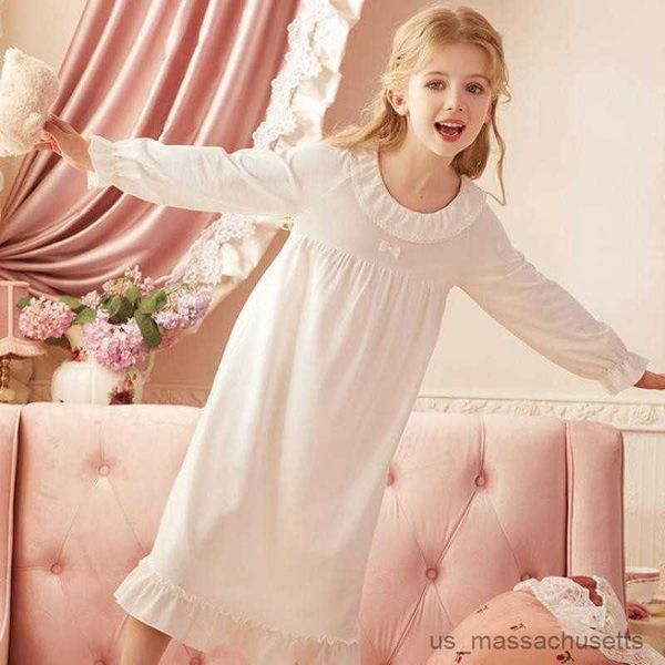 

pajamas children girl lolita dress princess sleepshirts vintage kid ruffles nightgowns courtly style toddler nightdress lounge sleepwear, Blue;red
