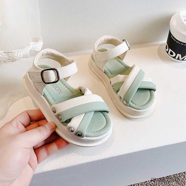 

sandals children sandals for girls color matching children casual shoes cross open-toe kids versatile fashion thick bottom boys shoes, Black;red