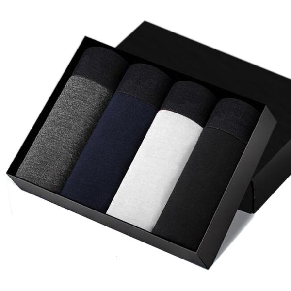 

underpants 4pcs/lot brand boxer mens underwear cotton man big short colorful breathable solid flexible shorts boxer pure color underpants 23, Black;white