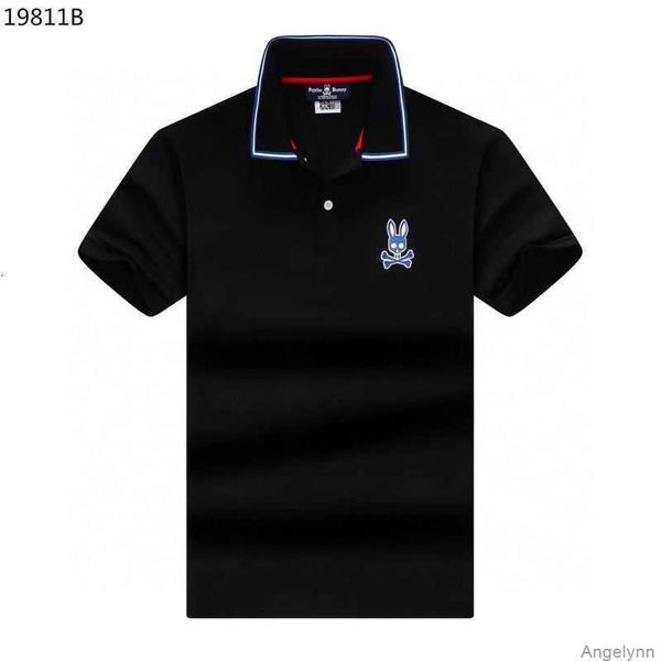 

psycho bunny new polo shirt tshirt 2023 summer and autumn skeleton rabbit embroidery pearl cotton trendy brand rib bocr, White;black
