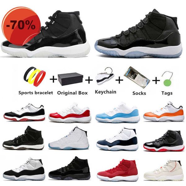 

sandals 25th anniversary jubilee jumpman 11s women mens basketball shoes cap and gown bred 11 gamma blue concord high sports sneakers with b, Black