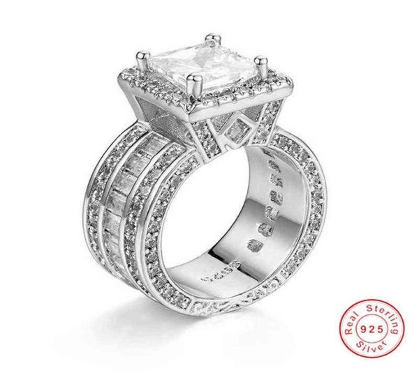 

fashion 925 silver womens 04quot wide square cluster engagement 4ct diamond architecture rings simulated platinum bridal jewelr7691958, Golden;silver
