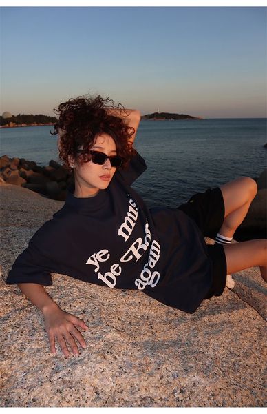 

mens shirts ye must be born again t shirts womens shirt y2k cotton casual crewneck letter pint graphic tees kanyes casual cpfm clothes overs, White;black