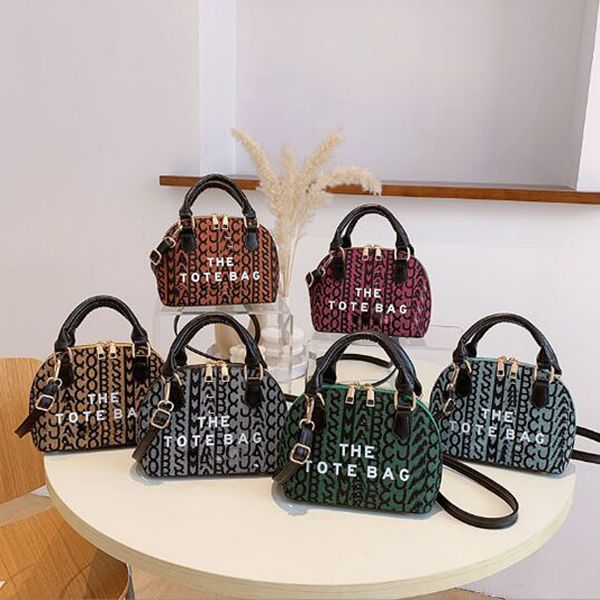 

shell bag women 2023 new fashion canvas pu printing letter casual handbag one shoulder crossbody bags 6 colour, Red;black