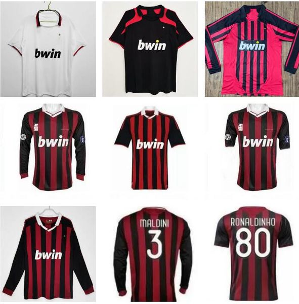 

2007 2008 2009 2010 ac milans retro soccer jerseys vintage football shirt 07 08 09 10 classic maglia da calcio long sleeve maldini seedorf k, Black;yellow