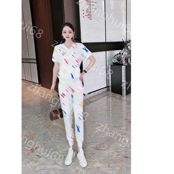 

23ss womens designer clothing women tracksuit pure cotton color alphabet logo print short sleeve zipper coat elastic waist pull rope trouser, Gray