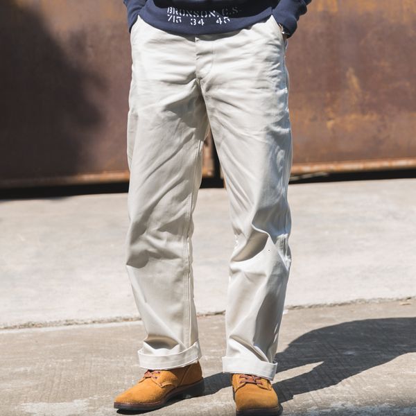 

men's pants bronson 1950s army chino trousers 14oz cotton twill officer pant military khakis 230508, Black