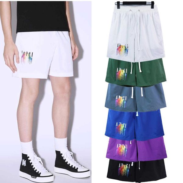 

men's shorts 2023 summer new designer quality american drip tassel print loose casual wind sports shorts, White;black