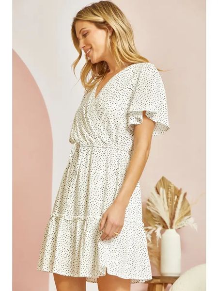 

polka dot ruffle dress 9965-1-as lllllll, Black;gray