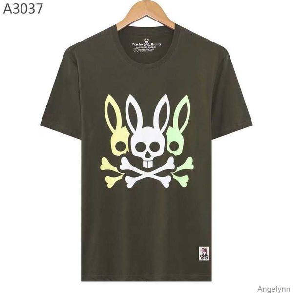 

psycho bunny t shirt summer new pima cotton tide brand skull rabbit men's short sleeve printed casual versatile t-shirt tees 4uvn, White;black