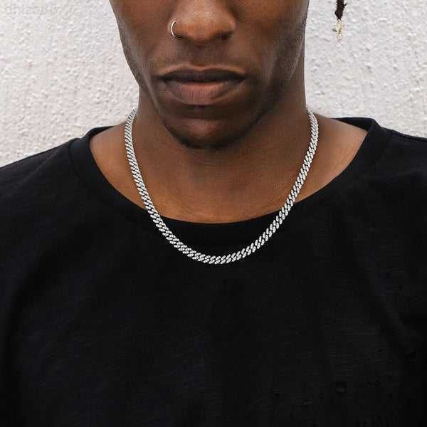 

hip hop custom jewelry 8mm width cuban chain iced out moissanite custom silver cuban necklace