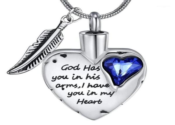 

stainless steel heart urn necklace with feather for ashes cremation jewelry for ashes keepsake14324396, Silver