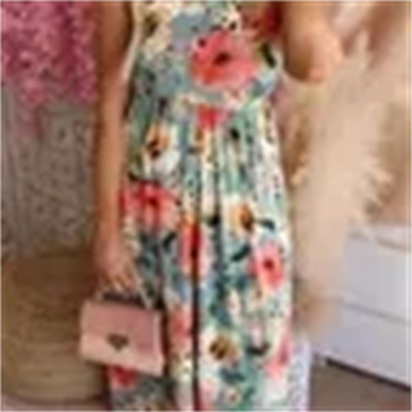 

sleeveless ruffle floral print maxi dress kx066, Black;gray
