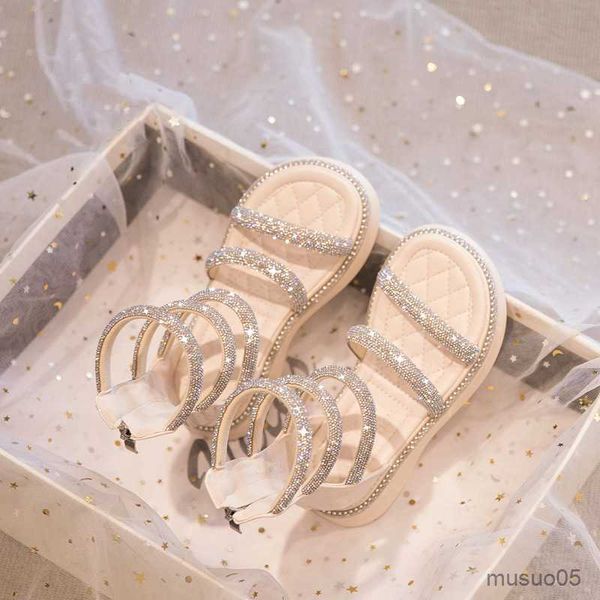 

sandals summer childrens girls sandals rhinestone crystal princess shoes non-slip breathable fashion kids sandals girls, Black;red