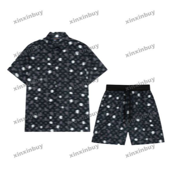 

xinxinbuy men designer tee t shirt 23ss infinity dots jacquard sets short sleeve cotton women apricot blue black s-xl, Black;brown