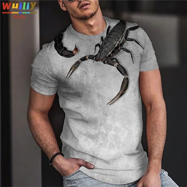 

men's t-shirts scorpion pattern t-shirt for men summer poison graphic 3d print tees gray sport scorpio t shirt womenmen novelty hip hop, White;black