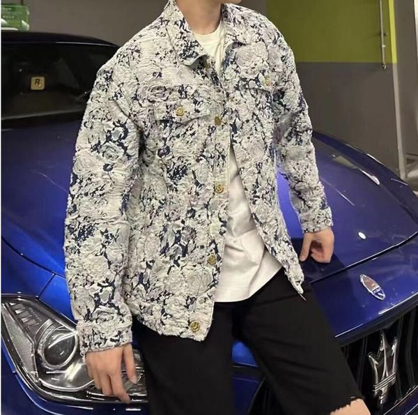 

new jean men jackets new hip hop ripped designer denim blue coats women long sleeved single breasted jacket clothing, Black;brown