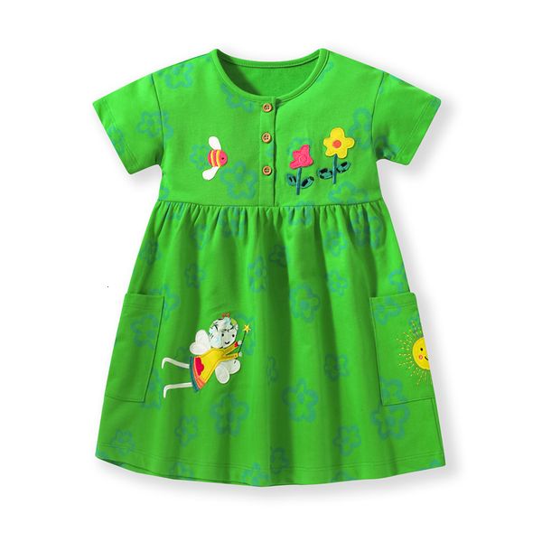 

girl s dresses little maven kids elegant animial bees elf appqiues girls summer baby pocket with green dress 230508, Red;yellow