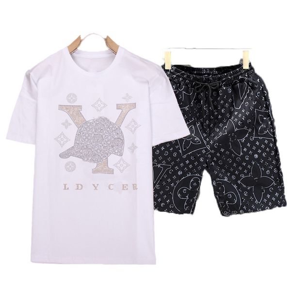 

mmm 2023short sleeved t-shirt boys' set american high street summer fashion brand ins loose and handsome teenager set clothing matching, Gray