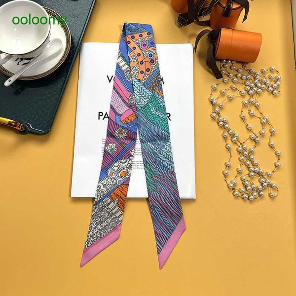 

hemres designer cravat new mulberry silk high edition h home small scarf binding bag handle decoration long strip thin narrow women's h, Black;purple