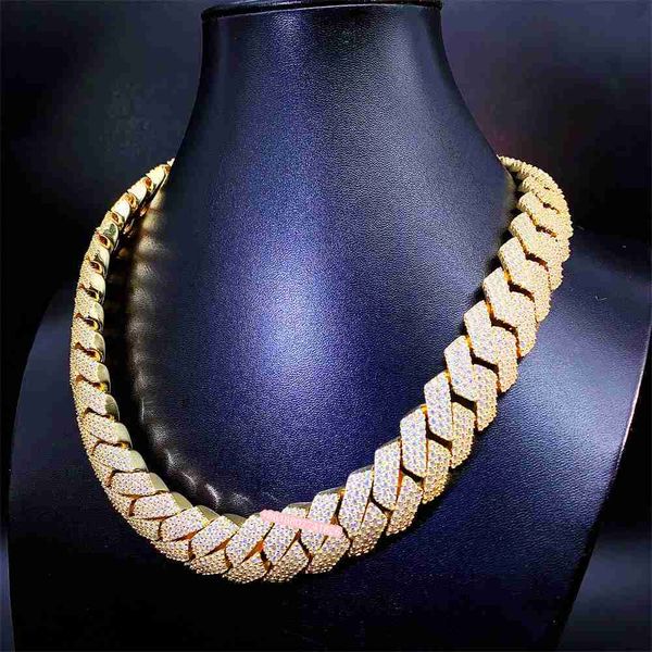 

bust down heavy men necklace 925 silver hip hop iced out vvs1 lab diamond moissanite cuban link chain miami cuban chain