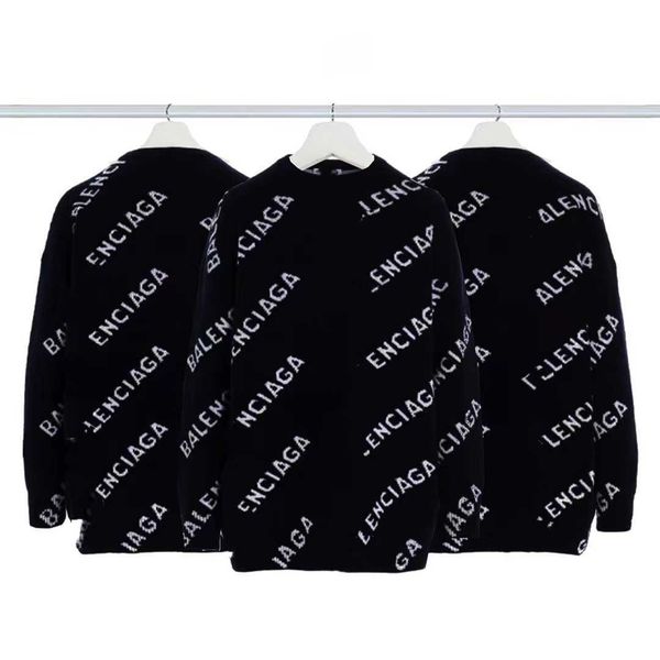 

high version paris fashion label double layer thickened aristocratic full print bullet screen jacquard letter knitted sweater for both men a, White;black