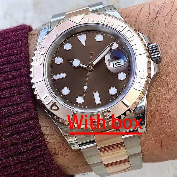 

mens watch designer watches upgraded master series men dial rose gold ceramic bezel two-tone inlaid stainless steel bracelet automatic mecha, Slivery;black