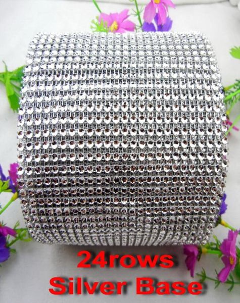 

24 rows 5yards per pack sew on rhinestone mesh trim empty cup 4mm silver plastic base for wedding decoration diy5380367, Black