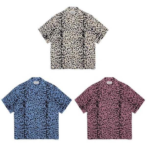 

leopard print shirts men women 2023ss hawaiian shirt tee, White;black