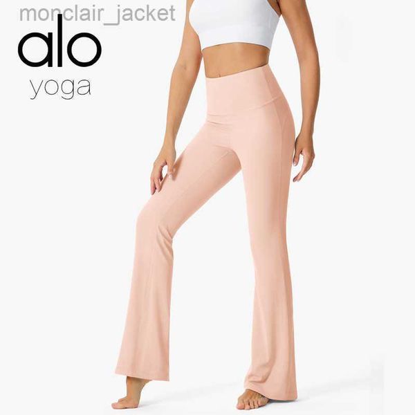 

desginer alos yoga leggings nude feel leisure fitness pants women's flare pants leisure high waist slim high waist pants, Black
