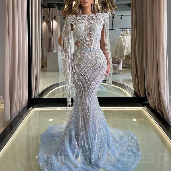 

2023 may aso ebi lace crystals prom dress mermaid beading luxurious evening formal party second reception birthday engagement gowns dress ro, Black