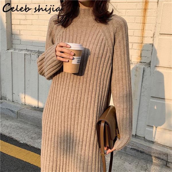 

dresses winter knit dress woman half high neck elegant woolen bodycon dress sweater female business vintage warm street winter clothing, Black;gray