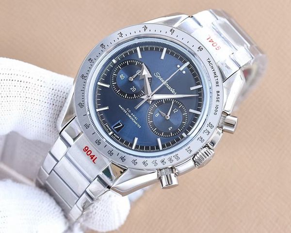

wristwatches for men 2023 new mens watches 43mm five stitches all dial work quartz watch ome luxury brand designer chronograph clock steel b, Slivery;brown