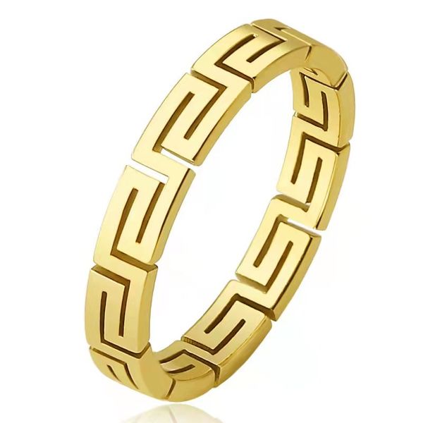 

great wall pattern stainless steel band ring jewelry for women gift, Silver